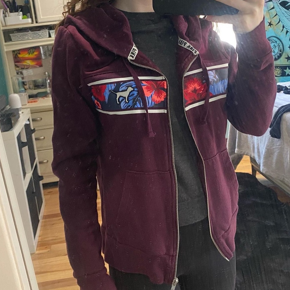 Maroon pink zip up jacket